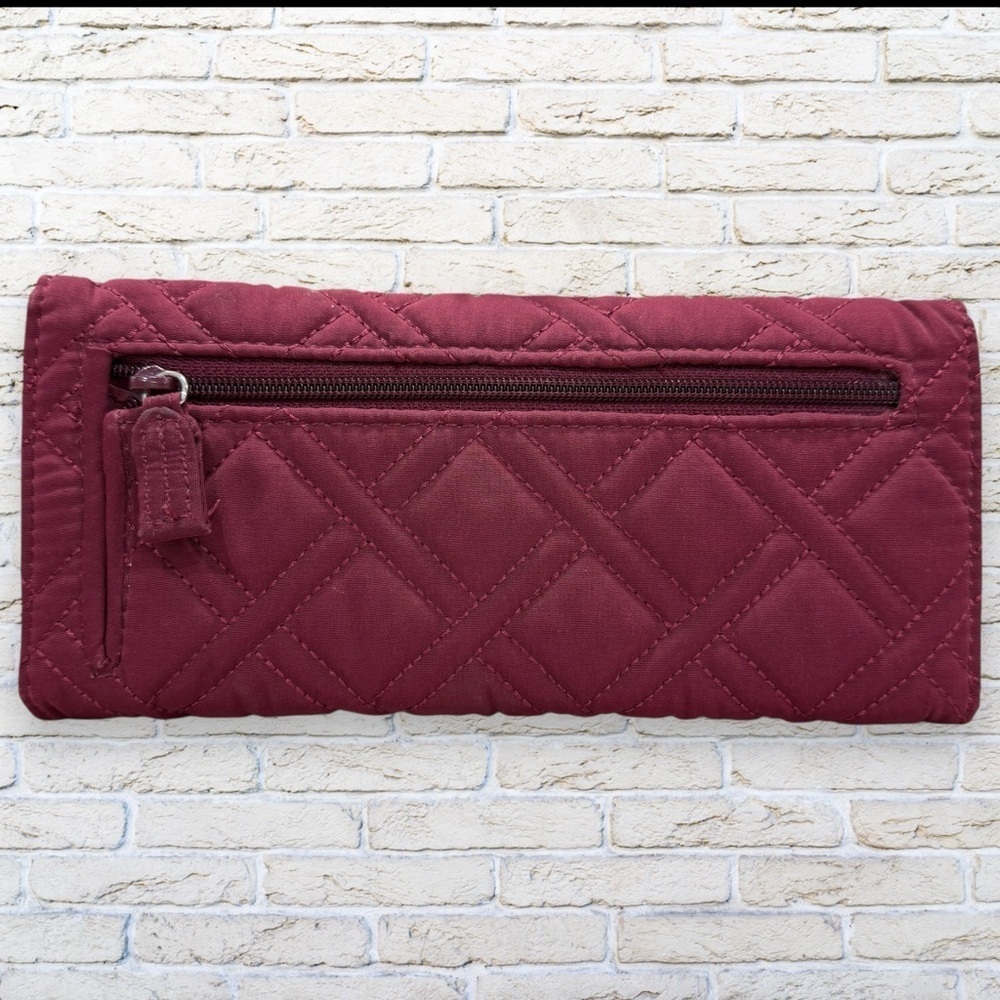 VERA BRADLEY QUILTED BURGUNDY WALLET - Picture 3 of 6
